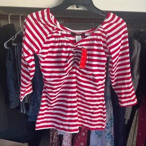 Pinup Couture Striped Red and White Crop Top